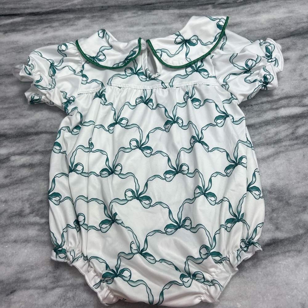 Girl Embroidery Short Sleeve Romper Collar Floral Smocked onesie size 18-24 mo - Picture 8 of 12